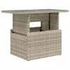 Szürke polyrattan üveglapos kerti asztal 100x55x73 cm