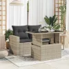 Szürke polyrattan üveglapos kerti asztal 100x55x73 cm