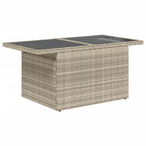 Szürke polyrattan üveglapos kerti asztal 100x55x73 cm