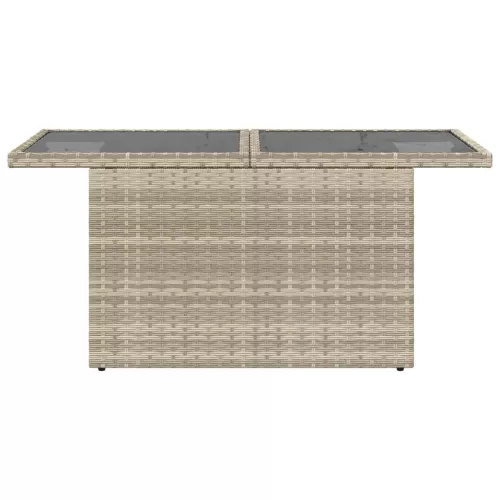 Szürke polyrattan üveglapos kerti asztal 100x55x73 cm