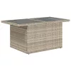 Szürke polyrattan üveglapos kerti asztal 100x55x73 cm