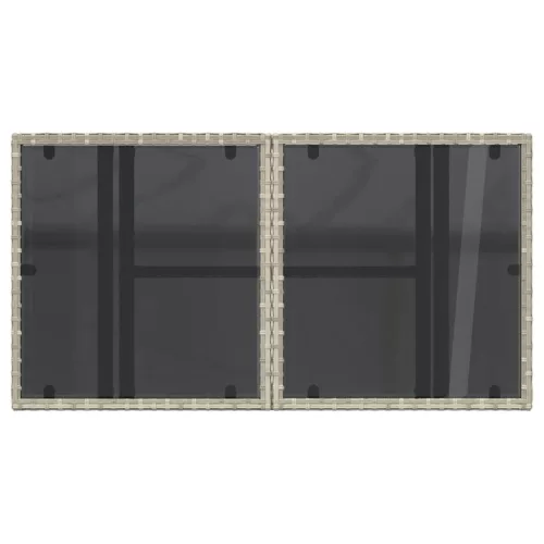 Szürke polyrattan üveglapos kerti asztal 100x55x73 cm
