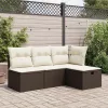 Barna polyrattan kerti szék párnával 55 x 55 x 37 cm