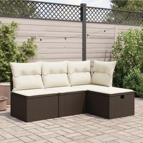 Barna polyrattan kerti szék párnával 55 x 55 x 37 cm