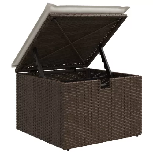 Barna polyrattan kerti szék párnával 55 x 55 x 37 cm