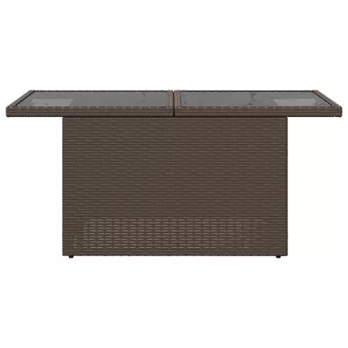 Barna polyrattan üveglapos kerti asztal 100 x 55 x 73 cm