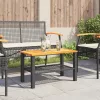 Fekete polyrattan és akácfa kerti asztal 70 x 38 x 42 cm