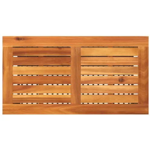 Fekete polyrattan és akácfa kerti asztal 70 x 38 x 42 cm