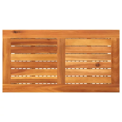 Bézs polyrattan és akácfa kerti asztal 70 x 38 x 42 cm