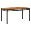 Fekete polyrattan és akácfa kerti asztal 140 x 80 x 75 cm