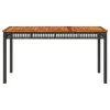 Fekete polyrattan és akácfa kerti asztal 140 x 80 x 75 cm