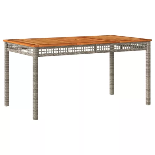 Szürke polyrattan és akácfa kerti asztal 140 x 80 x 75 cm