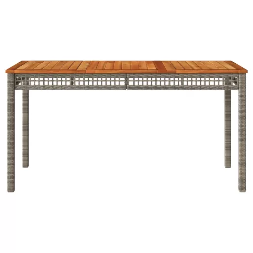 Szürke polyrattan és akácfa kerti asztal 140 x 80 x 75 cm