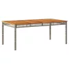 Szürke polyrattan és akácfa kerti asztal 180 x 90 x 75 cm