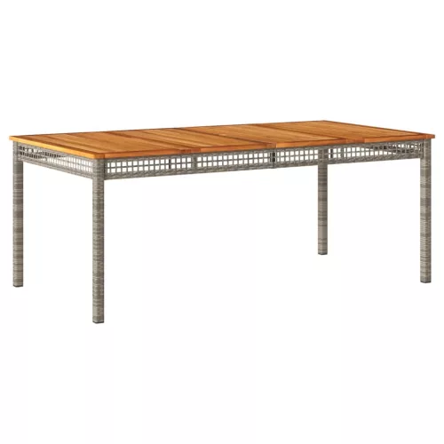 Szürke polyrattan és akácfa kerti asztal 180 x 90 x 75 cm
