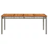 Szürke polyrattan és akácfa kerti asztal 180 x 90 x 75 cm