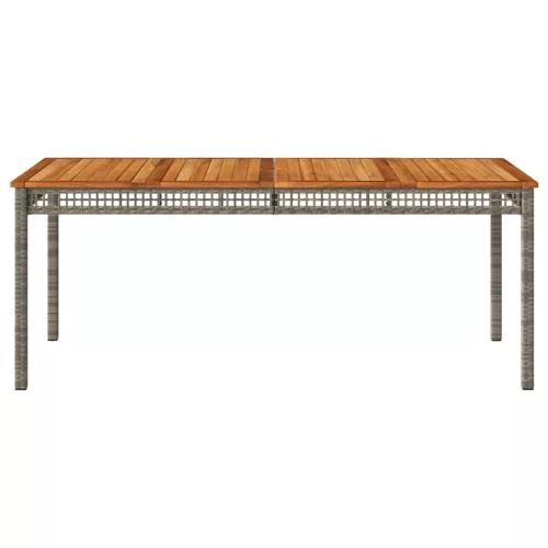 Szürke polyrattan és akácfa kerti asztal 180 x 90 x 75 cm
