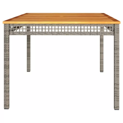 Szürke polyrattan és akácfa kerti asztal 180 x 90 x 75 cm