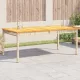 Bézs polyrattan és akácfa kerti asztal 180 x 90 x 75 cm