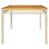 Bézs polyrattan és akácfa kerti asztal 180 x 90 x 75 cm