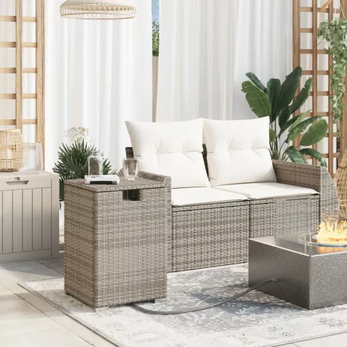 Szürke polyrattan propántartály borító asztal 40 x 40 x 60 cm