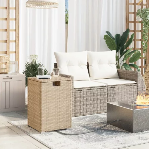 Bézs polyrattan propántartály borító asztal 40 x 40 x 60 cm