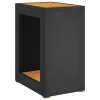 Fekete polyrattan kerti kisasztal fa asztallappal 60x40x75 cm