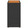 Fekete polyrattan kerti kisasztal fa asztallappal 60x40x75 cm