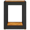 Fekete polyrattan kerti kisasztal fa asztallappal 60x40x75 cm