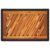 Fekete polyrattan kerti kisasztal fa asztallappal 60x40x75 cm