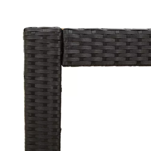Fekete polyrattan kerti kisasztal fa asztallappal 60x40x75 cm