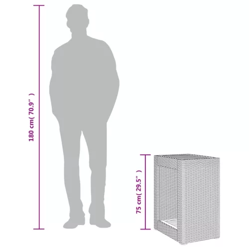Fekete polyrattan kerti kisasztal fa asztallappal 60x40x75 cm