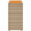 Bézs polyrattan kerti kisasztal fa asztallappal 60x40x75 cm