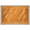 Bézs polyrattan kerti kisasztal fa asztallappal 60x40x75 cm