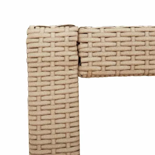 Bézs polyrattan kerti kisasztal fa asztallappal 60x40x75 cm