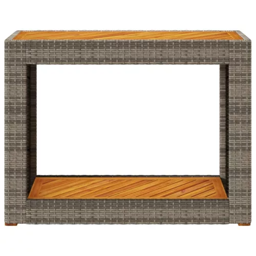 Szürke polyrattan falapos kerti asztal 100x40x75 cm
