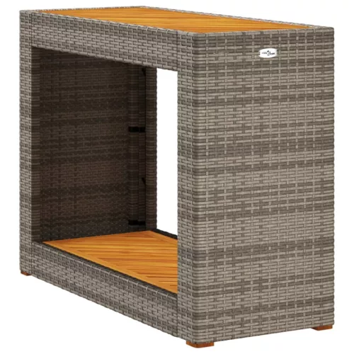 Szürke polyrattan falapos kerti asztal 100x40x75 cm