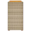Bézs polyrattan kerti kisasztal fa asztallappal 100x40x75 cm
