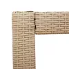 Bézs polyrattan kerti kisasztal fa asztallappal 100x40x75 cm