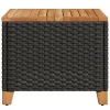 Fekete polyrattan és akácfa kerti asztal 45 x 45 x 37 cm