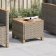 Szürke polyrattan és akácfa kerti asztal 45 x 45 x 37 cm