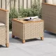 Bézs polyrattan és akácfa kerti asztal 45 x 45 x 37 cm