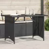 Fekete polyrattan üveglapos kerti asztal 110x68x70 cm