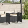 Fekete polyrattan üveglapos kerti asztal 110x68x70 cm