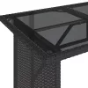 Fekete polyrattan üveglapos kerti asztal 110x68x70 cm