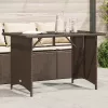 Barna polyrattan üveglapos kerti asztal 110x68x70 cm