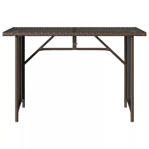 Barna polyrattan üveglapos kerti asztal 110x68x70 cm