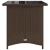 Barna polyrattan üveglapos kerti asztal 110x68x70 cm
