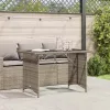 Szürke polyrattan üveglapos kerti asztal 110x68x70 cm