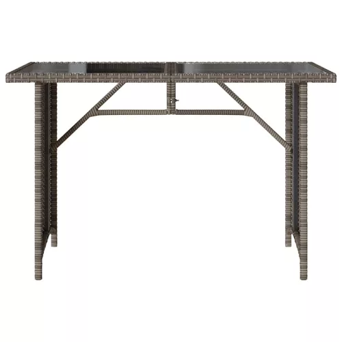 Szürke polyrattan üveglapos kerti asztal 110x68x70 cm